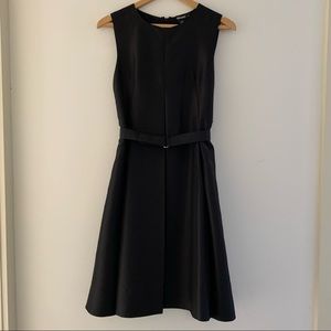 DKNY fit and flare dress with centre pleat and fabric belt